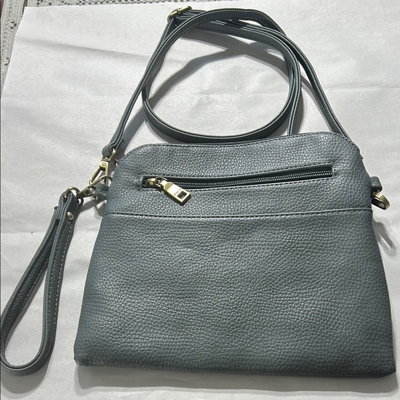 Gray Crossbody Bag with Tassel Detail and Adjustable Strap - Picture 2 of 11